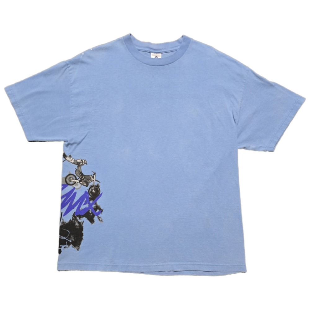 BMX Y2K Motocross T-Shirt Mens XL Blue‎ Skate USA Vintage Wrap Around Print